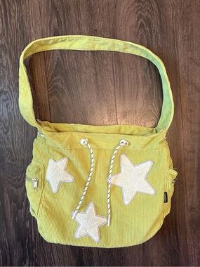 Green Corduroy Star Appliqué Shoulder Bag